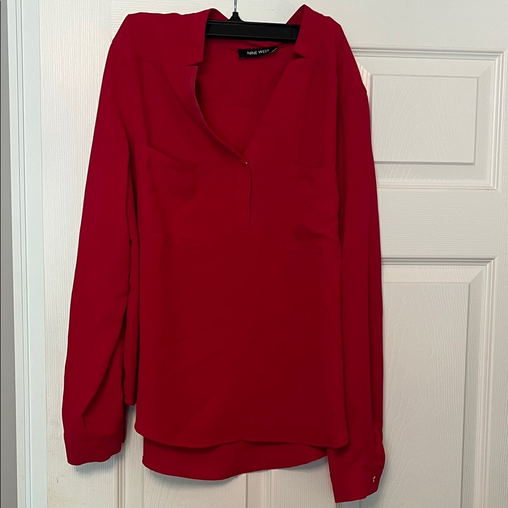 Nine West Vibrant Red Blouse